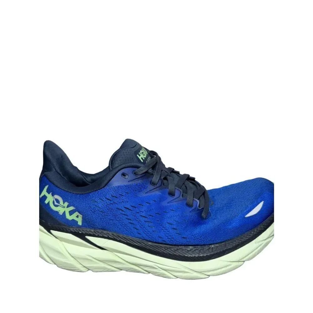 Hoka Men's Blue and Lime Green Running Shoe